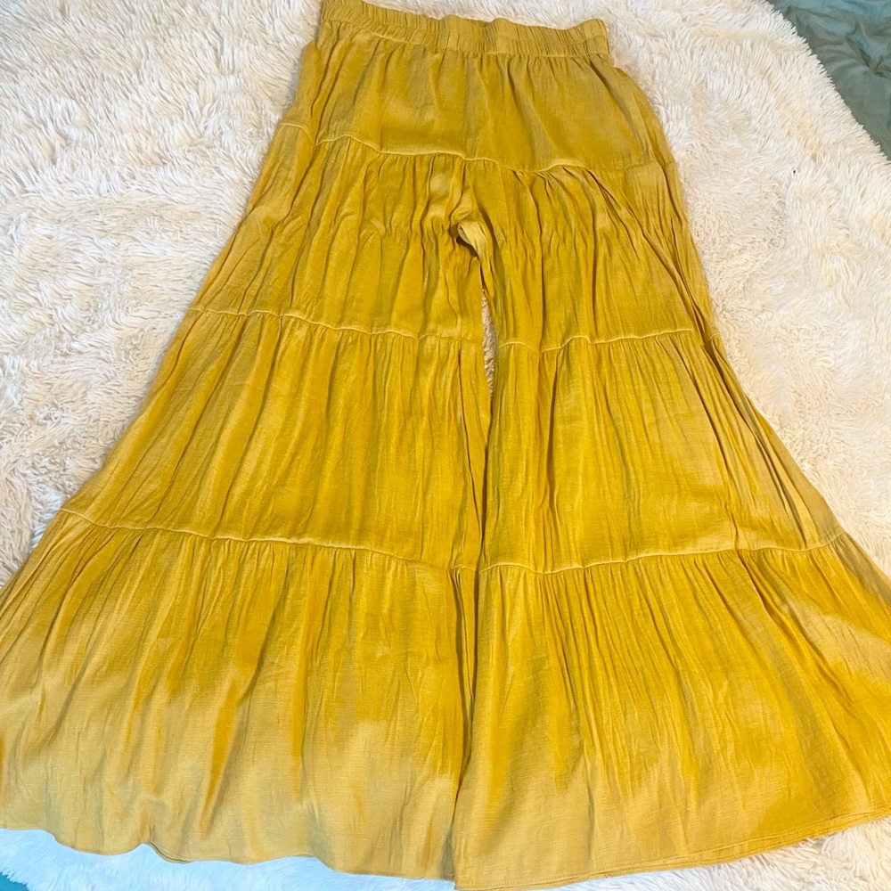 Shein- flowy, wide legged, yellow pants